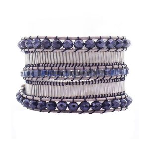 Blue Crystal Glass Tube Wrap Bracelet