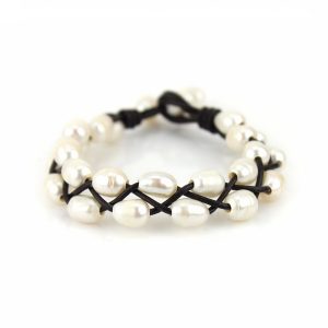 Double Wrap Weave Pearl Bracelet