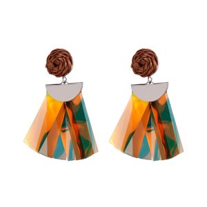 Raffia Plastic Pieces Tassel Earring