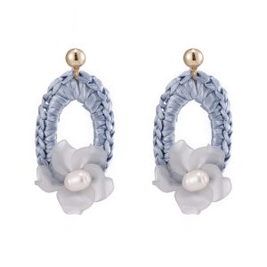 Raffia Earrings With Resin Pieces