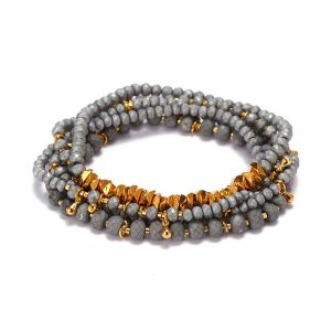 4mm-&-2mm-Grey-Crystal-Gold-Alloy-Beads-Mutilayer-Bracelet