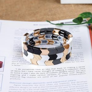 Aristocratic Black Golden Enamel Bracelet