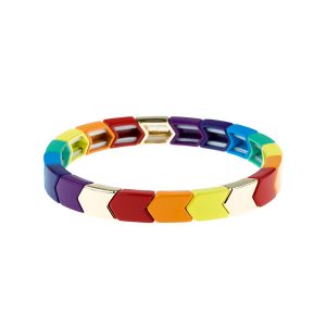 Arrow-Shaped Rainbow Tila Enamel Bracelet