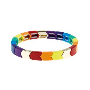 Arrow-Shaped Rainbow Tila Enamel Bracelet