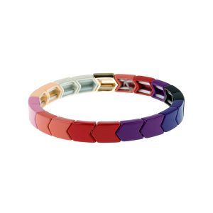 Arrow-Shaped Rainbow Tila Enamel Bracelet