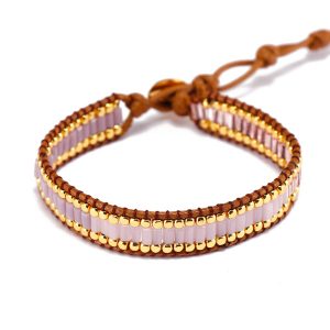 Handmade Crystal Beads Wax Cord Bracelet