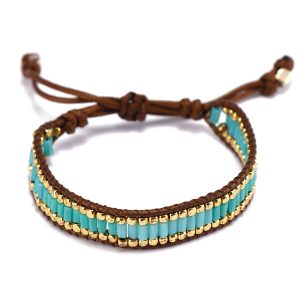 Handmade Crystal Beads Wax Cord Bracelet