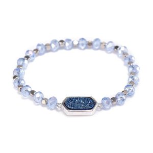 Crystal Beads Bracelet With Druzy Charms