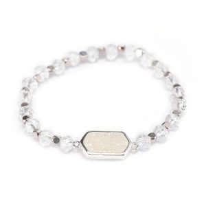 Crystal Beads Bracelet With Druzy Charms