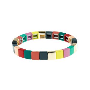 Colorful Square Tile Enamel Bracelet