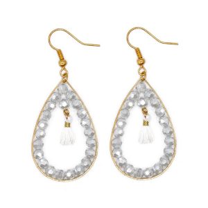 Crystal Beads Copper Hoop Earring