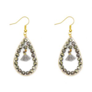 Crystal Beads Copper Hoop Earring