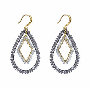 Crystal Beads Copper Hoop Earring