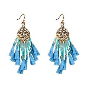 Miyuki Seed Bead Cluster Raffia Earrings