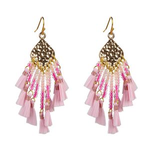 Miyuki Seed Bead Cluster Raffia Earrings