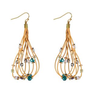 Leather Rope Crystal Earrings