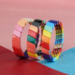 Parallelogram Colorful Enamel Bracelet