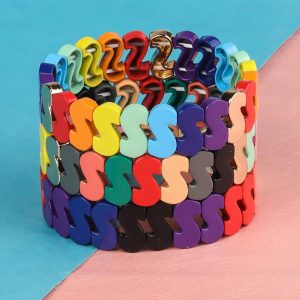 S Sharp Rainbow Enamel Bracelet