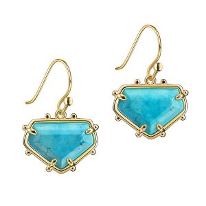 Blue Turquoise Gold Drop Earrings