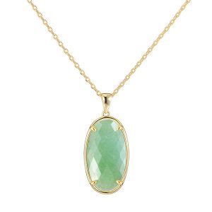 Gold Green Aventurine Pendant Necklace