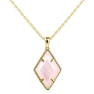 Rose Quartz Gold Pendant Necklace