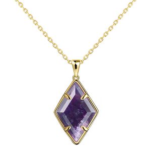 Gold Amethyst Pendant Necklace