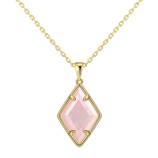 Rose Quartz Gold Pendant Necklace