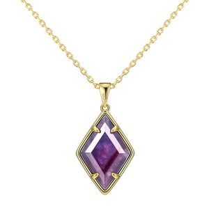 Gold Amethyst Pendant Necklace