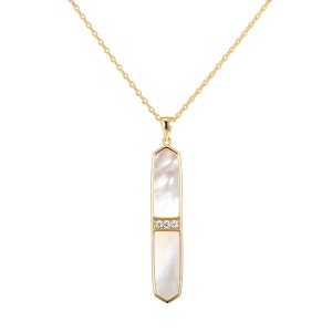 Gold Pendant Necklace White Mussel