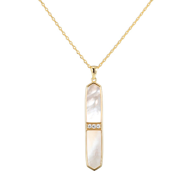Gold Pendant Necklace White Mussel
