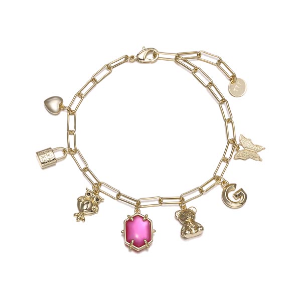 Purple Pteria Margaritifera Papeclip Chain Link Bracelet