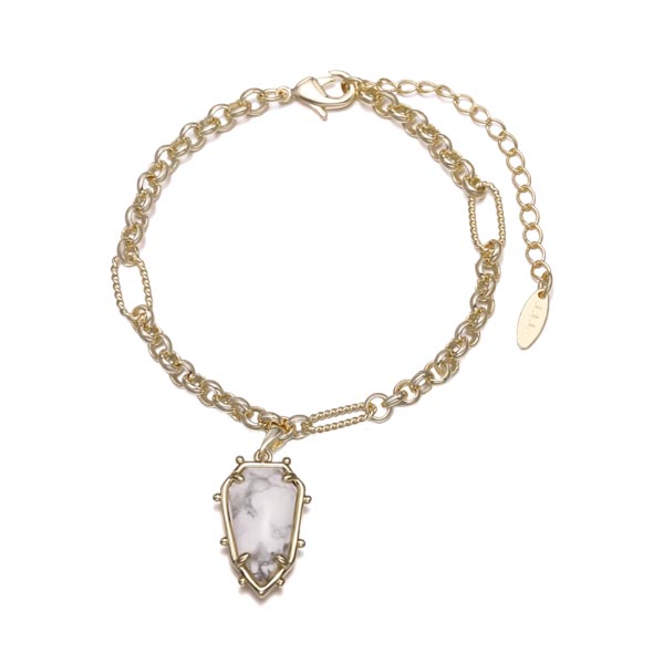 Link Chain White Turquoise Bacelet in 18K and 14K Gold