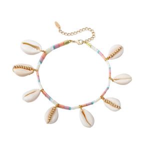 Tila Beads Natural Sea Shell Charm Anklet