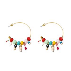 Summer Berry Beads Conch Hoop Earrings