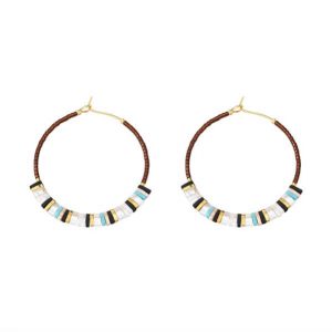Coffee Color Tila Beads Hoop Earrings