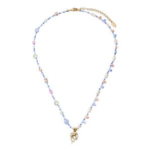 Golden Dolphin Pendants Lollipop Beads and Pearl Necklace