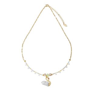 Silky Pearl Swan Pendant Necklace