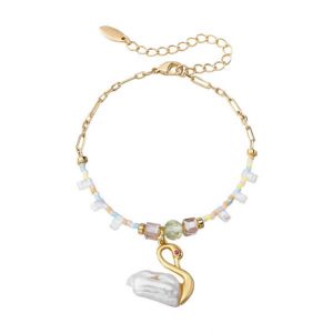 Genuine Silky Swan Pearl Charm Beaded Bracelet