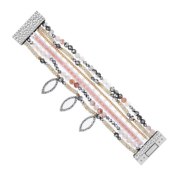 Alloy Charm Layered Bracelets Blend with Bead Stings and Copper Chain-1