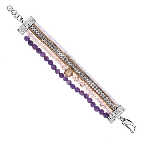 Glamous Alloy Beads Bracelets Blend with Purple Stone Beads and Copper Beads-1