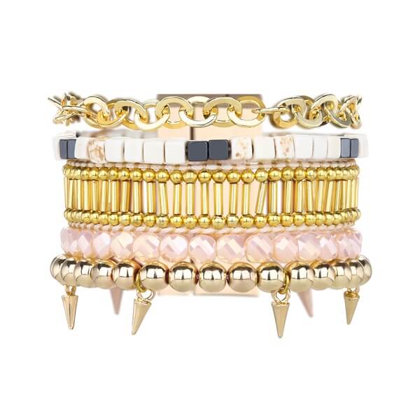 Magnetic Boho Geometric Cone Bracelet with Arranged Beads