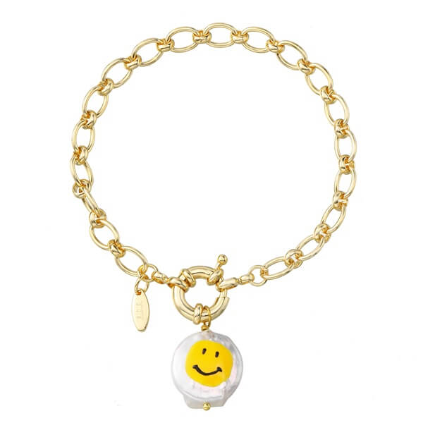 Comfortable Smile Face Dripping Oil Pendant Bracelet