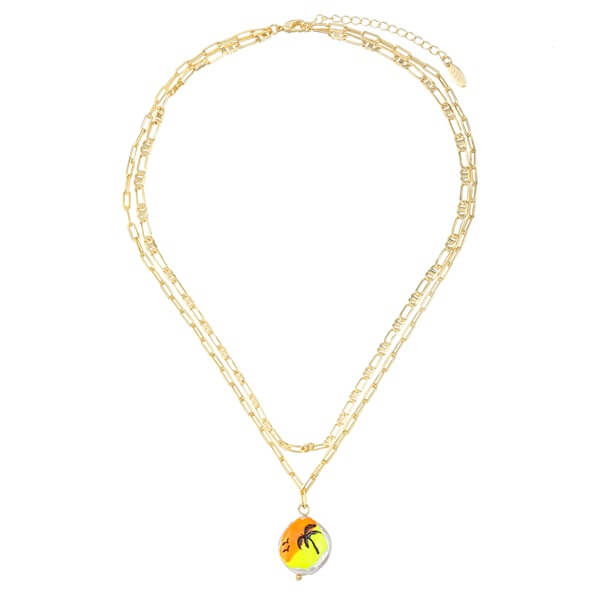 Tarnished-resistant Neckalce with a Dripping Oil Coconut Tree Pendant