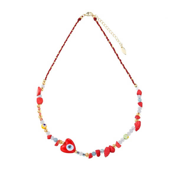 Heart-shaped Evil Eye Pendant Necklace