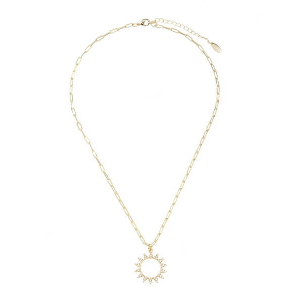 Pave Zircon Sunshine Outline Pendant Necklace