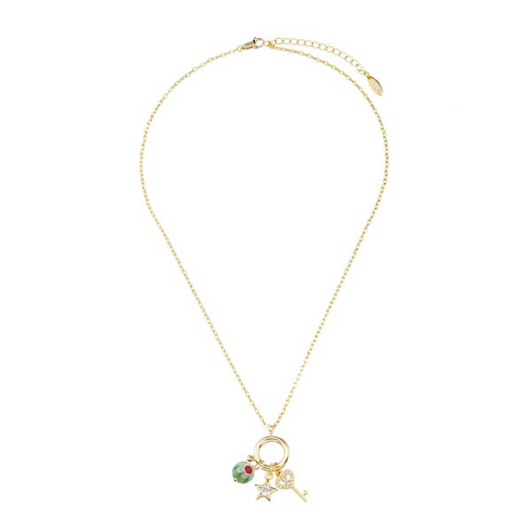 Star and Key Pendant Necklace in Gold