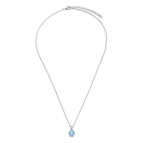 Blue Crystal Pendant Silver Necklace
