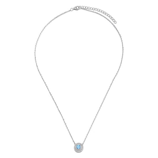Blue Crystal Round Pendant Necklace