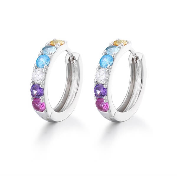 Colored Crystal Hoop Earrings