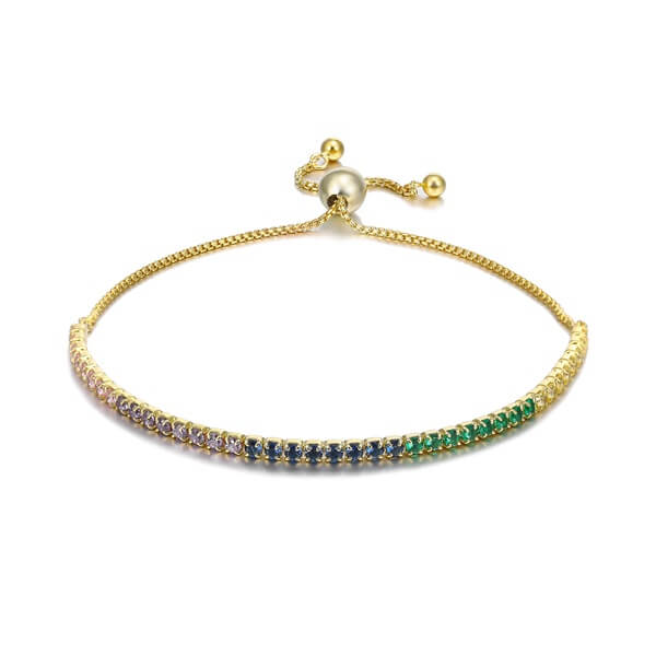 Rainbow Crystal Tennis Bolo Bracelet